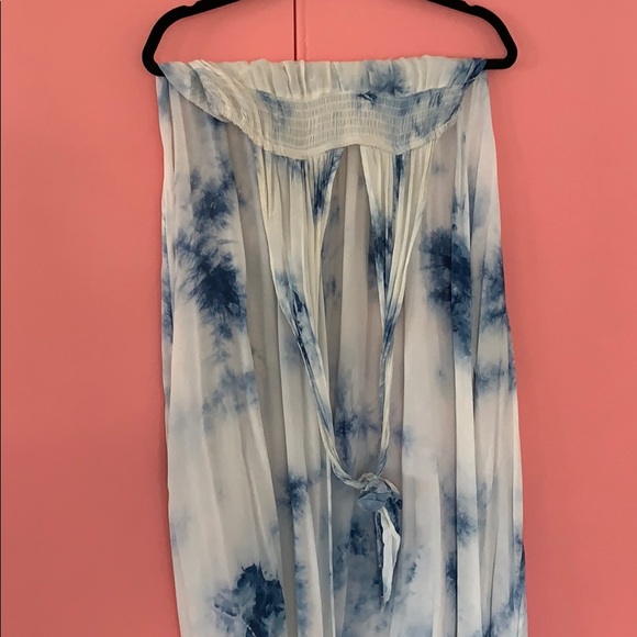 Blue and white rye dye halter tie bohemian dress S - Picture 2 of 5